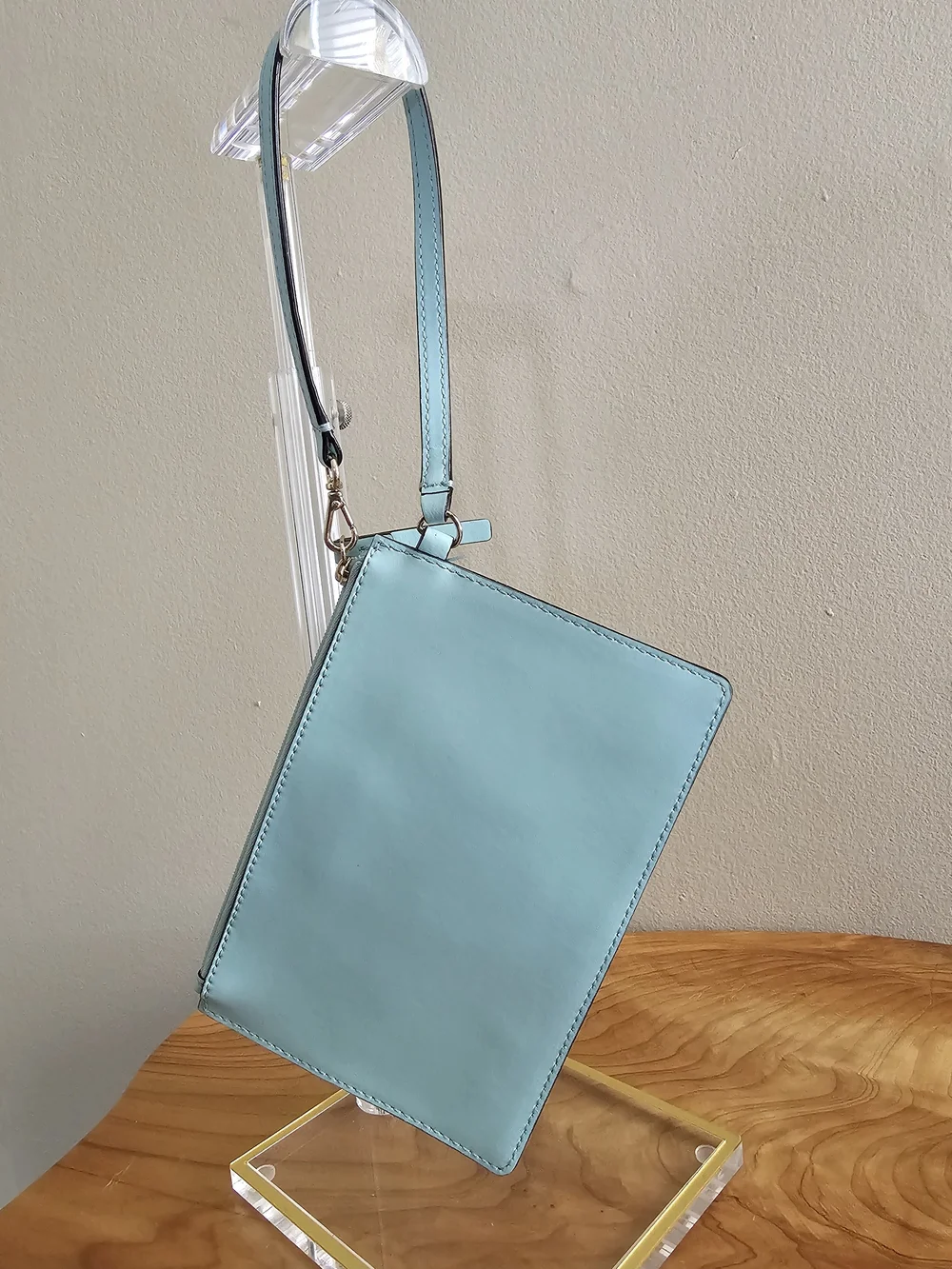 kate spade Light Aqua Leather Wristlet Clutch